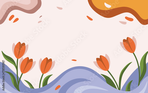 Abstract tulip background poster. Good for fashion fabrics  postcards  email header  wallpaper  banner  events  covers  advertising  and more. Valentine s day  women s day  mother s day background.
