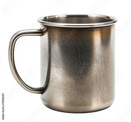 Steel touristic mug isolated on transparent background