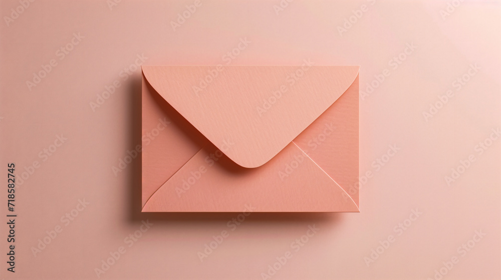 Top view of pink envelope on pink background. Minimal concept. Top view of pink envelope on pink background. Minimal concept.