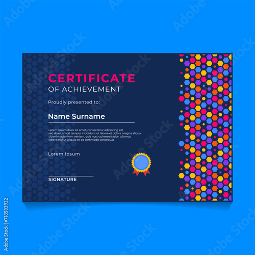 Abstract Hexagon Element Geometric Certificate Template Design