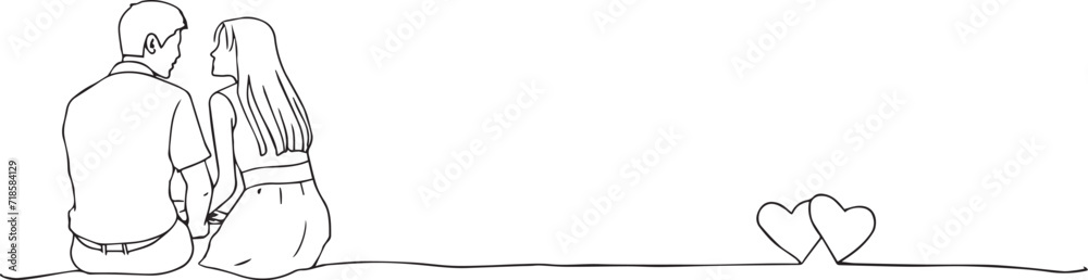 Couple together in a cute moment, black lines on a white background, clearly separated design for a card or web page, conveying love, heart, happiness, anniversary on valentine's day. Couple together in a cute moment, black lines on a white background, clearly separated design for a card or web page, conveying love, heart, happiness, anniversary on valentine's day.