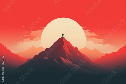 Fantasy  states of mind  modern art concept. Abstract and minimalist colorful landscape illustration with copy space. Various surreal geometric shape elements  vivid colors