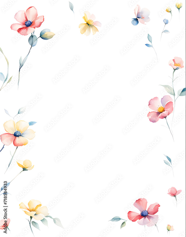 minimalist-illustration-of-a-quartet-of-flowersred-yellow-blue-whitetied-together-by-a-red