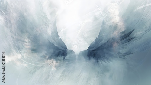 blue gray fantasy abstract background with wings