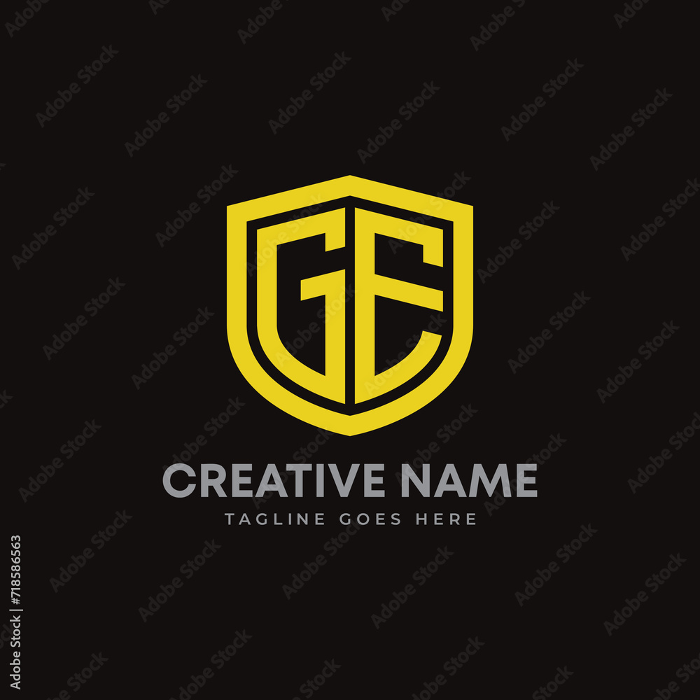 GE creative letter shield logo design vector icon illustration GE creative letter shield logo design vector icon illustration