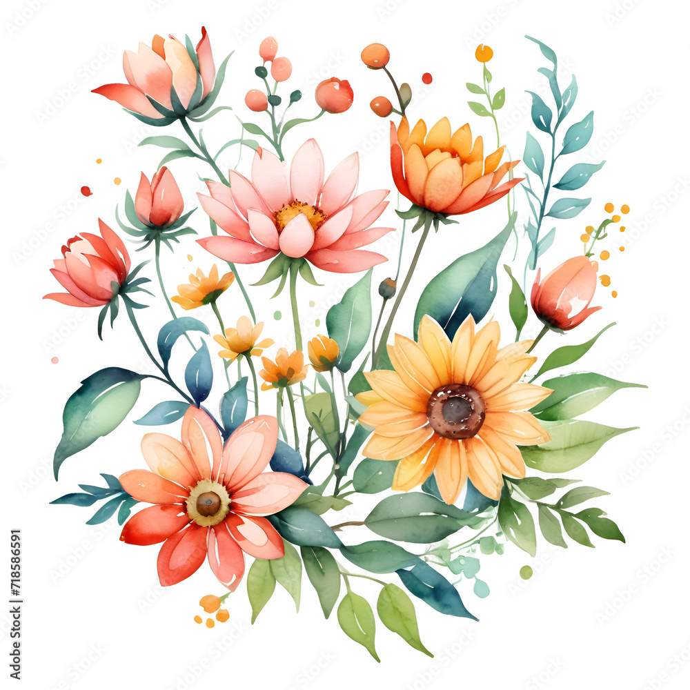 Watercolor illustration of flowers