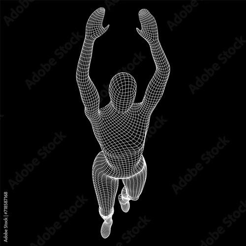 Woman human body jumping diving