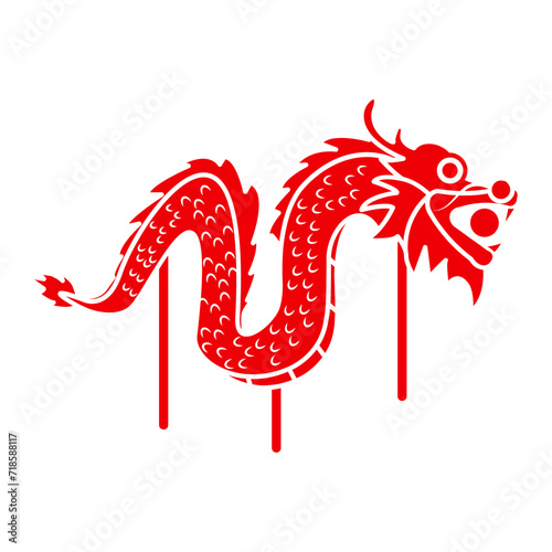 ornament of lunar new year. dragon on red colour
