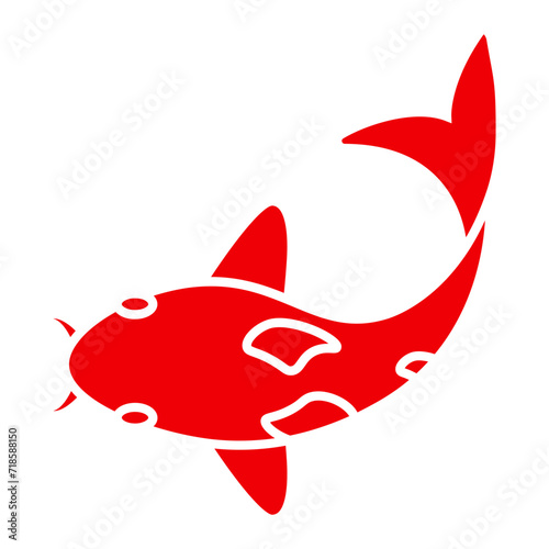 ornament of lunar new year. koi icon on red colour