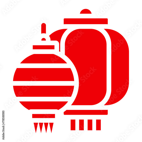 ornament of lunar new year. traditional chinesse latern on red colour