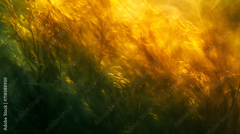 Blurry Photo of Grass With Sun in Background