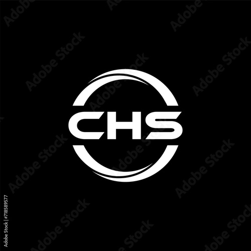 CHS letter logo design with black background in illustrator, cube logo, vector logo, modern alphabet font overlap style. calligraphy designs for logo, Poster, Invitation, etc. photo