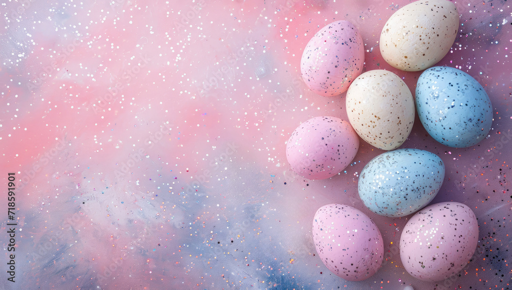 Pastel Easter eggs on a colorful background Pastel Easter eggs on a colorful background