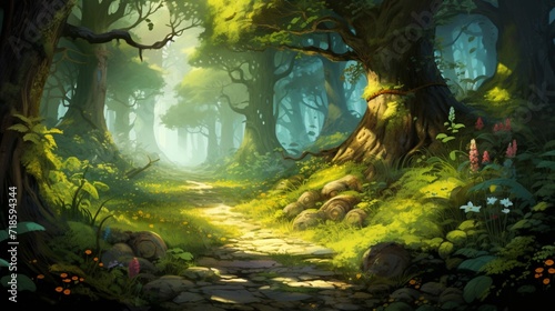 a  bright yellow and tranquil green colors blend together  creating a dreamlike and fantastical background reminiscent of a sunlit glade in an enchanted forest  evoking a sense of wonder and magic.