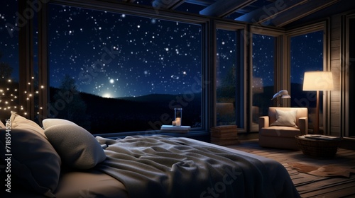a visually soothing and calming atmosphere, reminiscent of a peaceful night sky adorned with stars.