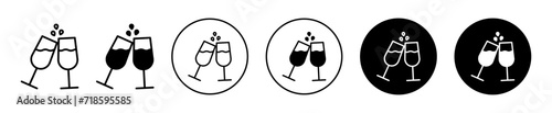 champagne glasses vector icon set collection. champagne glasses Outline flat Icon.