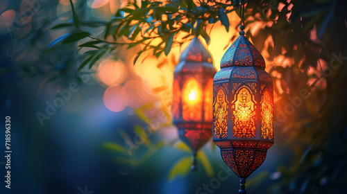 Islamic greeting Eid Mubarak cards for Muslim Holidays. Generative AI. 