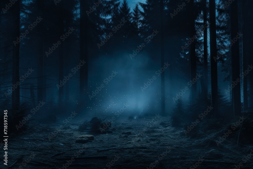Enchanted Forest with Magical Glowing Particles Enchanted Forest with Magical Glowing Particles