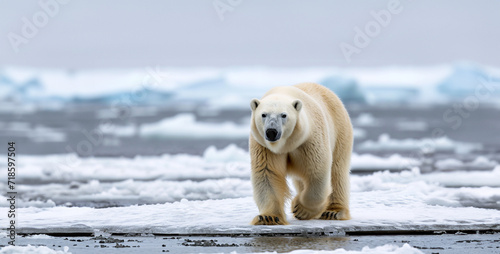 Polar bear on the pack ice, north of Svalbard Arctic Norway, polar bear on the beach