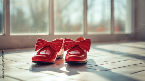 red moccasins with bows. The trend for bows in 2024. Shoes with bows