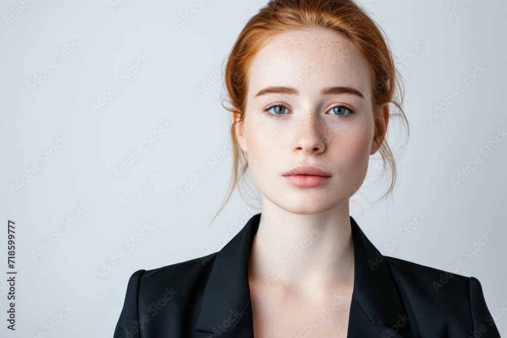 Confident young entrepreneur woman isolated on a white background with space for text Confident young entrepreneur woman isolated on a white background with space for text