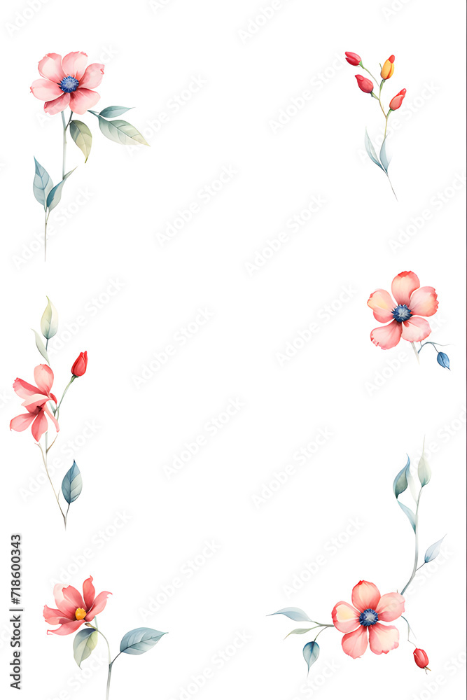watercolor-minimalist-illustration-featuring-a-red-flower-yellow-flower-blue-flower-and-white