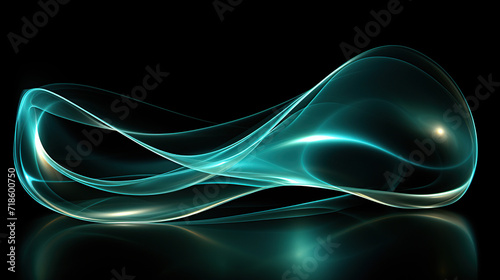An abstract blue wave on a black background. Design element for brochure or flyer. 
