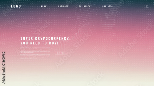 Landing page abstract design with vector field forces matris. Colorful template for website or app. Magnetic flow chart
