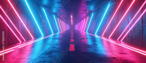 Neon background with arrows and ascending lines. photo