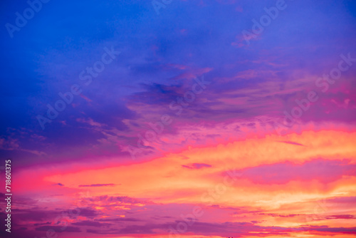 Vibrant Sunset Sky With Vivid Pink and Blue Hues Captured at Dusk © Mr. Music