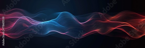 Abstract colorful sound waves on black background for banner, backdrop or design element.