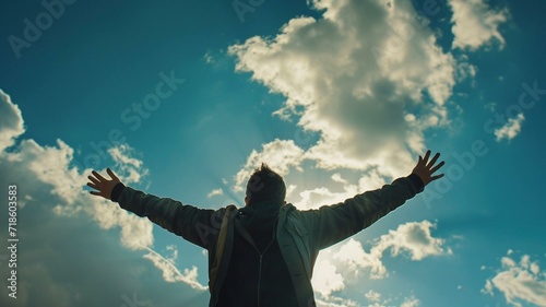 Person with arms up to the sky