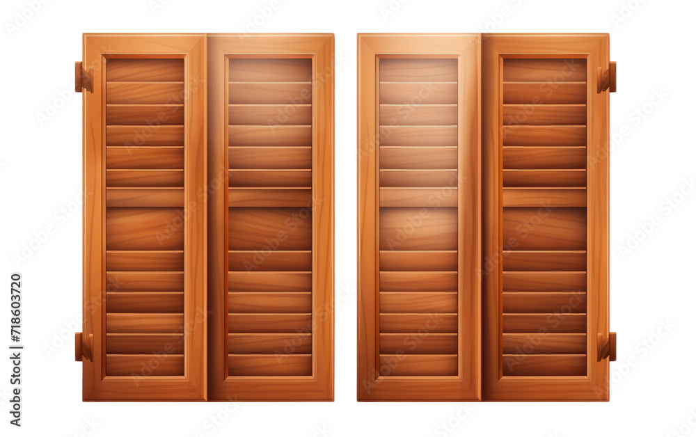 Timber Window Shutters isolated on transparent Background