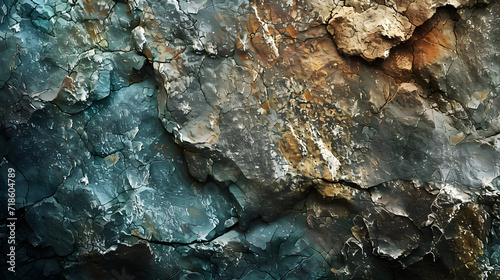 Close-Up of Rock Face With Blue and Brown Paint
