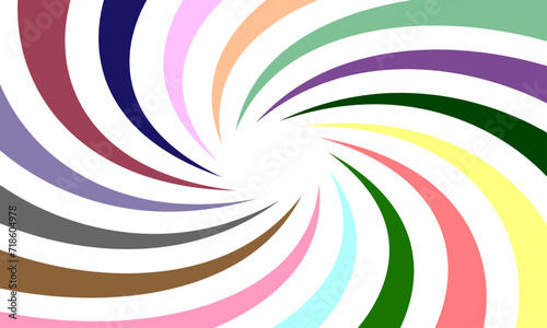 Abstract background of sunburst groovy Wavy spiral line design.Vector pattern ready to use for cloth, textile, wrap and other. groovy 70s colorful background with twisted sunburst. vector illustration