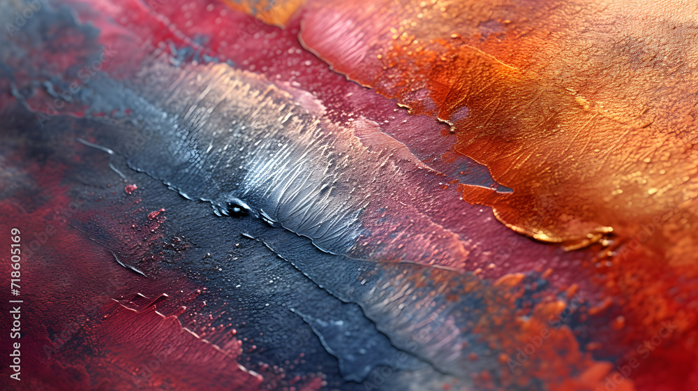 Close Up of a Painting With Red, Yellow and Blue Colors