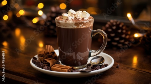A glass of creamy hot chocolate, topped with a swirl of whipped cream