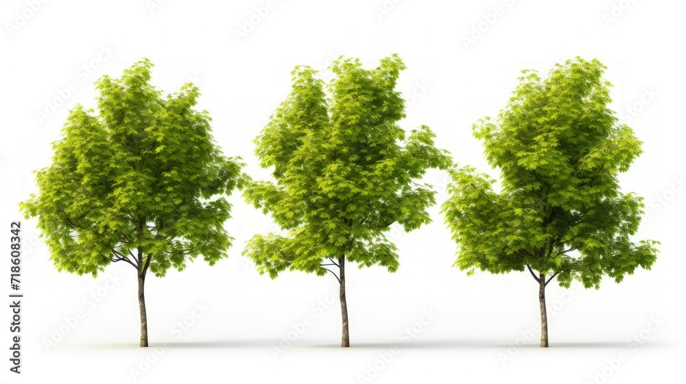 Obraz premium Illustration of trees set on a white background.