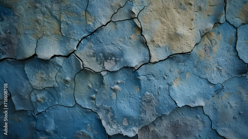 Close-Up of Cracked Blue Wall