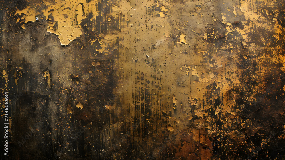 Rusted Metal Surface With Yellow and Black Paint