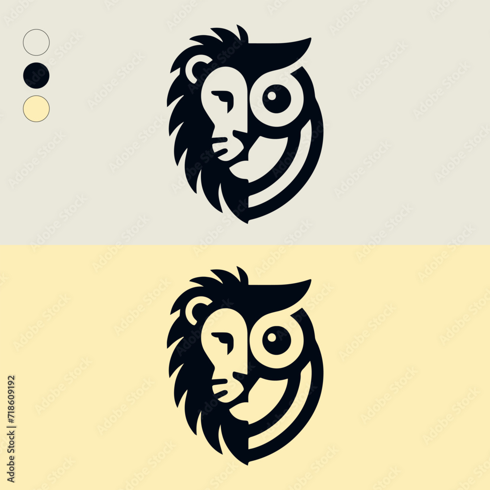 Lion and Owl Logo Or Icon vector template 