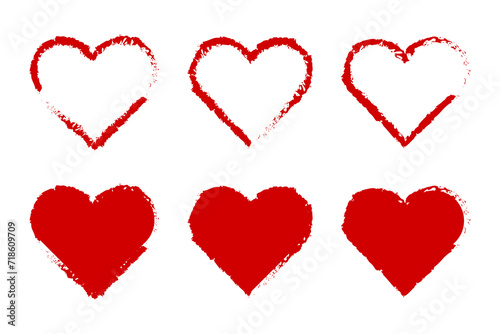 Red hearts set. Vector illustration. EPS 10.