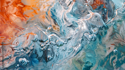 Close Up View of Blue and Orange Liquid