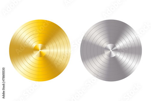 Realistic gold and silver vinyl disc. Vector illustration. EPS 10.