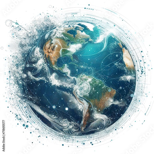 Earth globe digital illustration on white background
