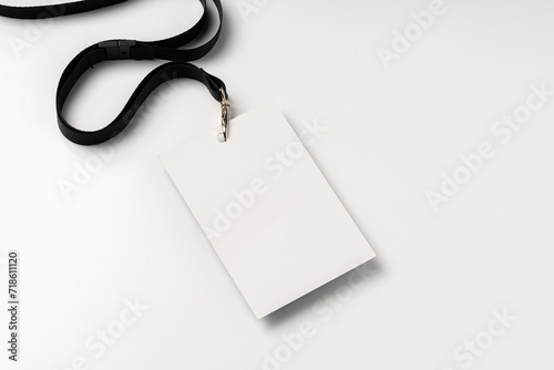 Blank bagde mockup isolated on white background photo