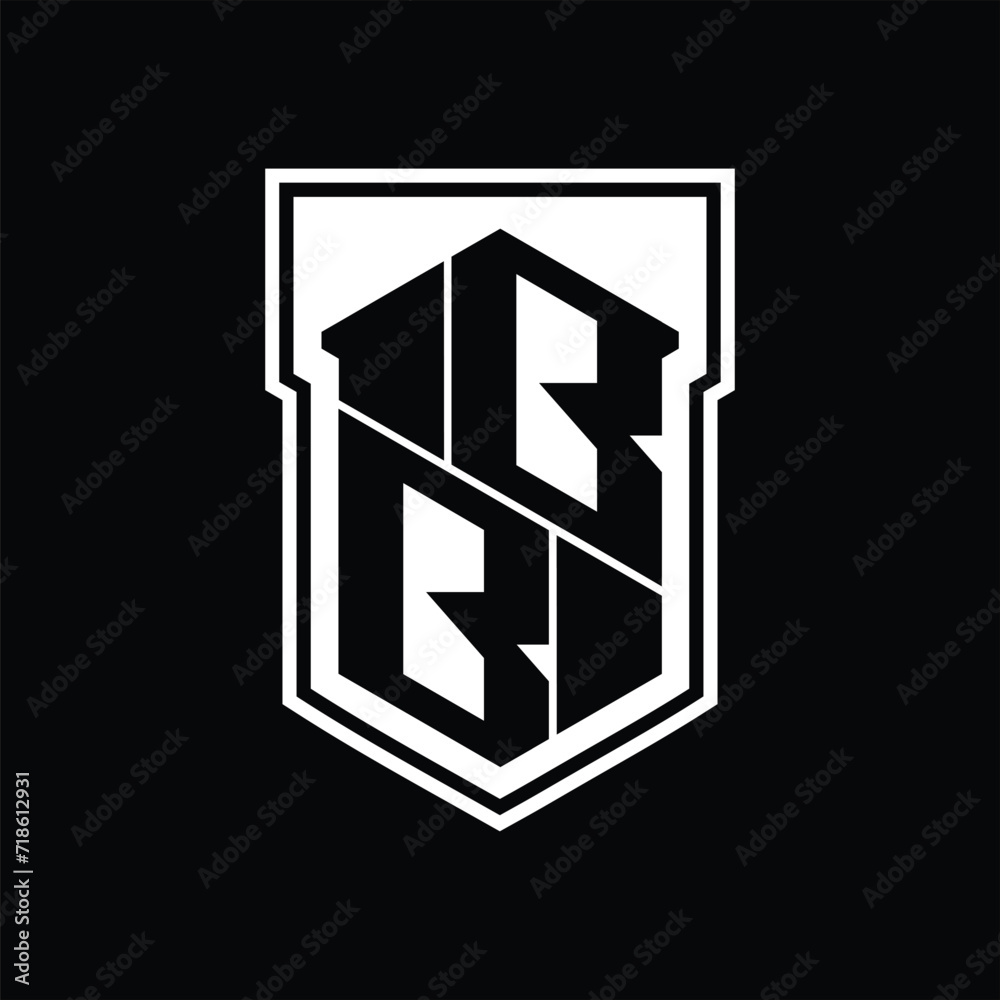 BB Logo monogram hexagon geometric up and down inside shield isolated style design template BB Logo monogram hexagon geometric up and down inside shield isolated style design template