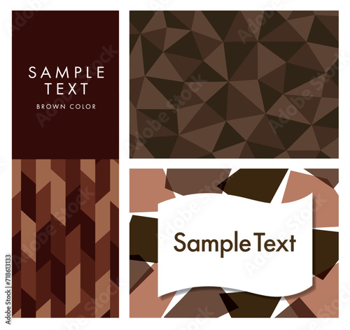 チョコやコーヒーのような茶色の幾何学模様ラベルセット