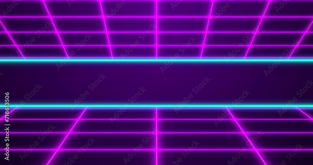 Dynamic Retro style 80s neon colored grid seamless bg in 4K. Sci-Fi Movie like digital laser grid moving cyber background.Synthwave style glowing grids backdrop for techno nightclub, disco dance floo
Dynamic Retro style 80s neon colored grid seamless bg in 4K. Sci-Fi Movie like digital laser grid moving cyber background.Synthwave style glowing grids backdrop for techno nightclub, disco dance floo