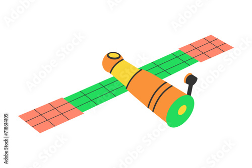Space orbital satellite. Flat vector isolated illustration.